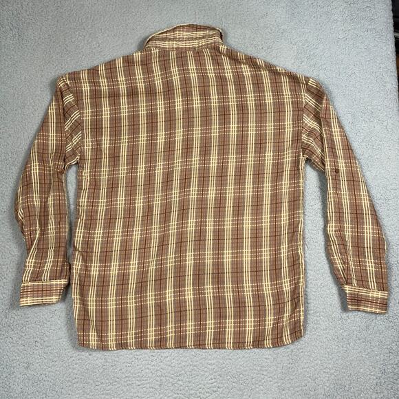 Vintage Passport Womens Size M Light Brown Plaid Button Up Shirt - Picture 12 of 13